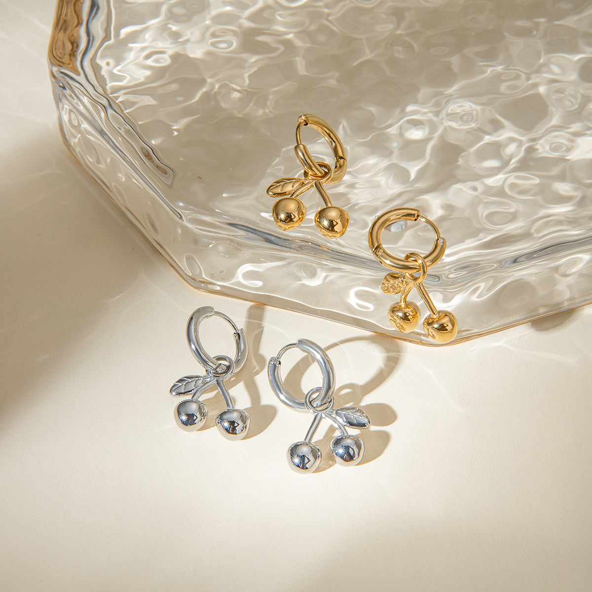 Cherry Hoops Premium Earrings - 18K Gold Plated