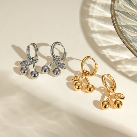 Cherry Hoops Premium Earrings - 18K Gold Plated