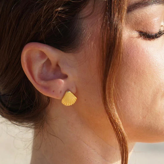 Seaside Shell Studs Premium Earrings - 18K Gold Plated