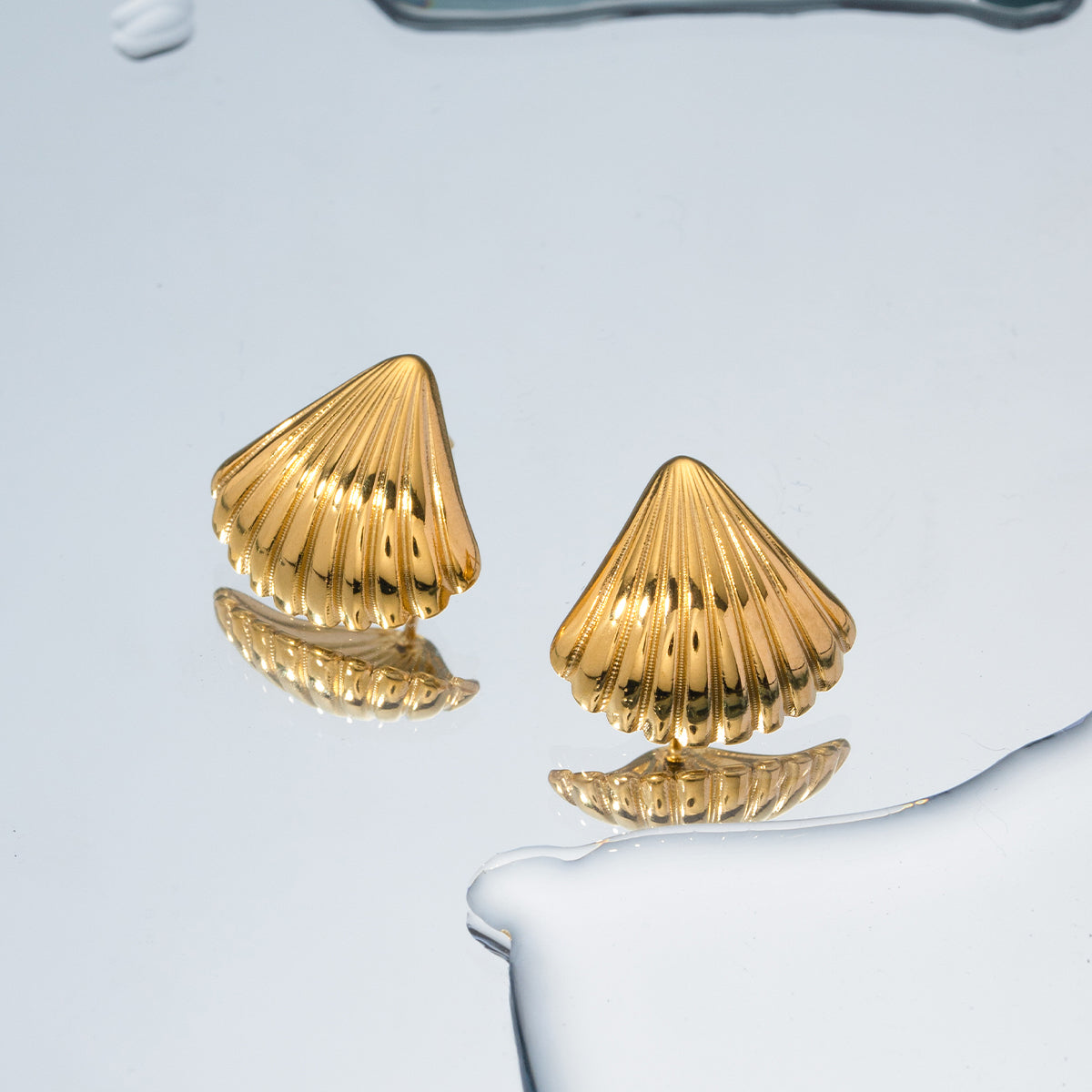 Seaside Shell Studs Premium Earrings - 18K Gold Plated