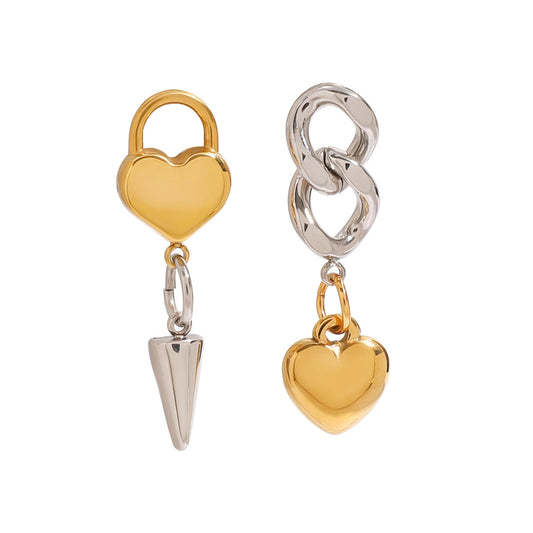 Nyra Heart Dangler Premium Earrings - 18K Gold Plated