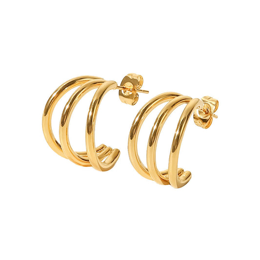 Triple Half Hoop Premium Earrings - 18K Gold Plated