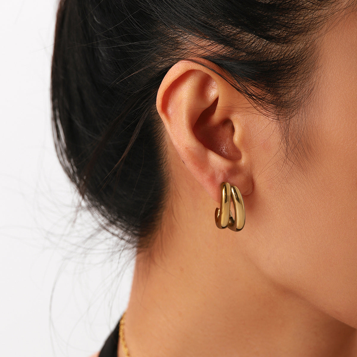 Alia Double Half Hoop Premium Earrings - 18K Gold Plated