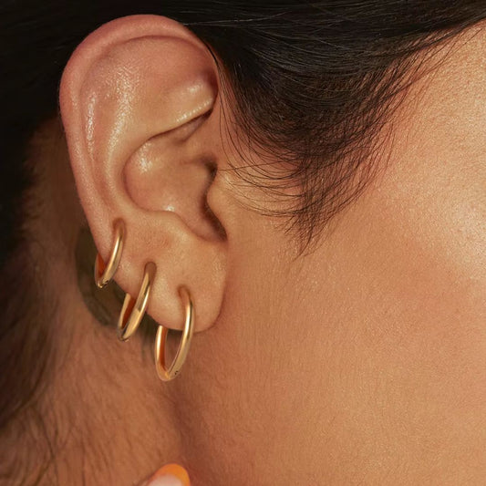Elva Classic Hoops Set Premium Earrings - 18K Gold Plated