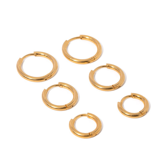 Elva Classic Hoops Set Premium Earrings - 18K Gold Plated