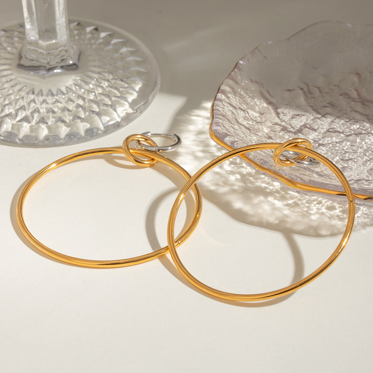 Kira Statement Two Tone Hoops Premium Earrings - 18K Gold Plated
