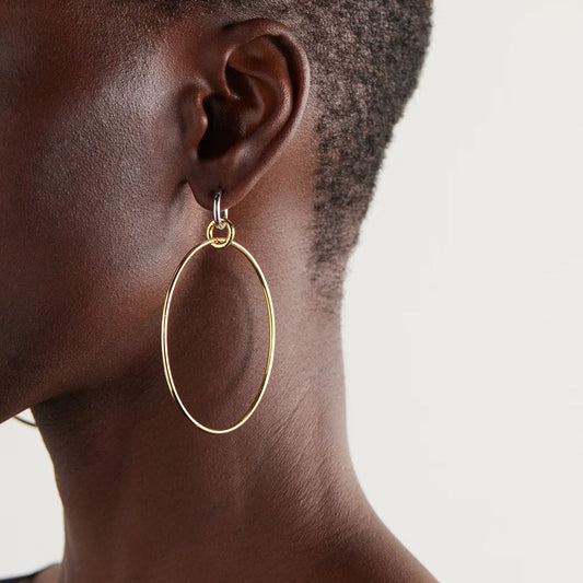 Kira Statement Two Tone Hoops Premium Earrings - 18K Gold Plated