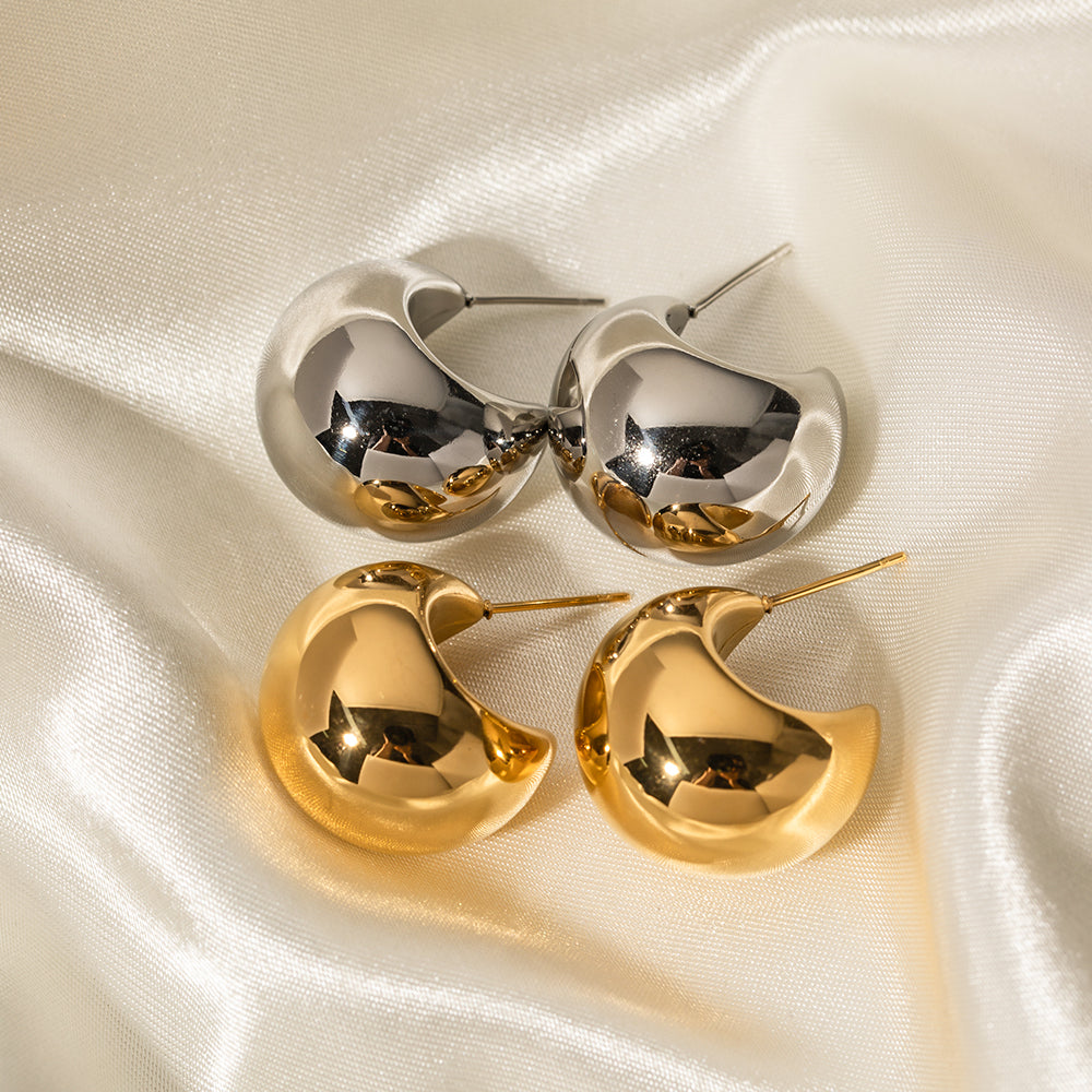 Aveni Half Moon Studs Premium Earrings - 18K Gold Plated