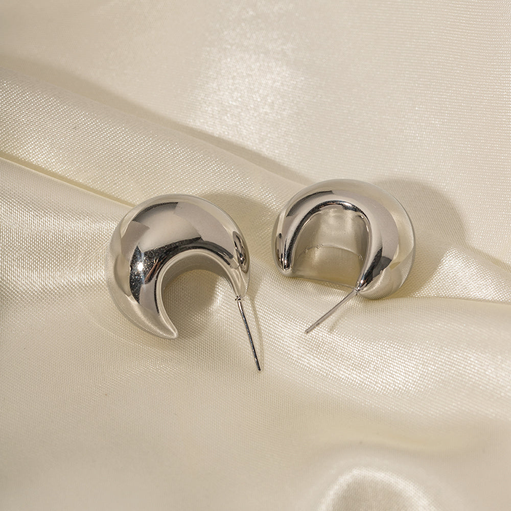Aveni Half Moon Studs Premium Earrings - 18K Gold Plated
