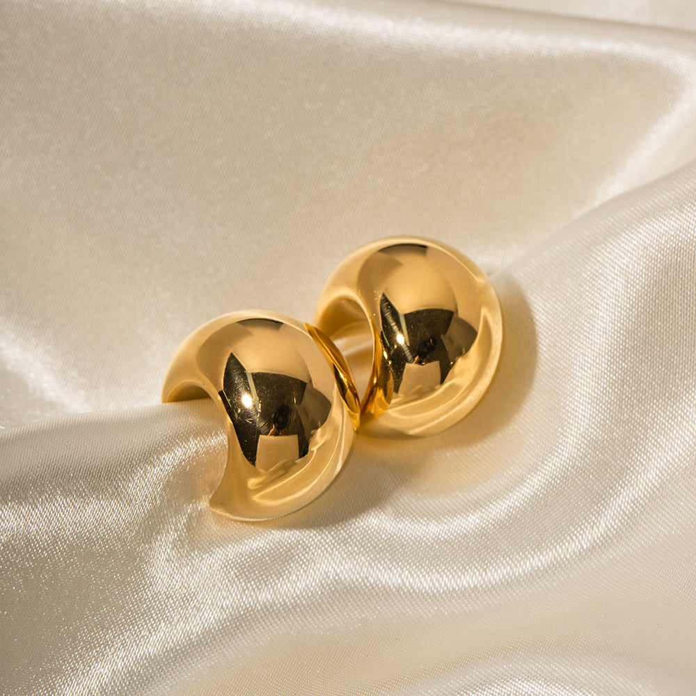Aveni Half Moon Studs Premium Earrings - 18K Gold Plated