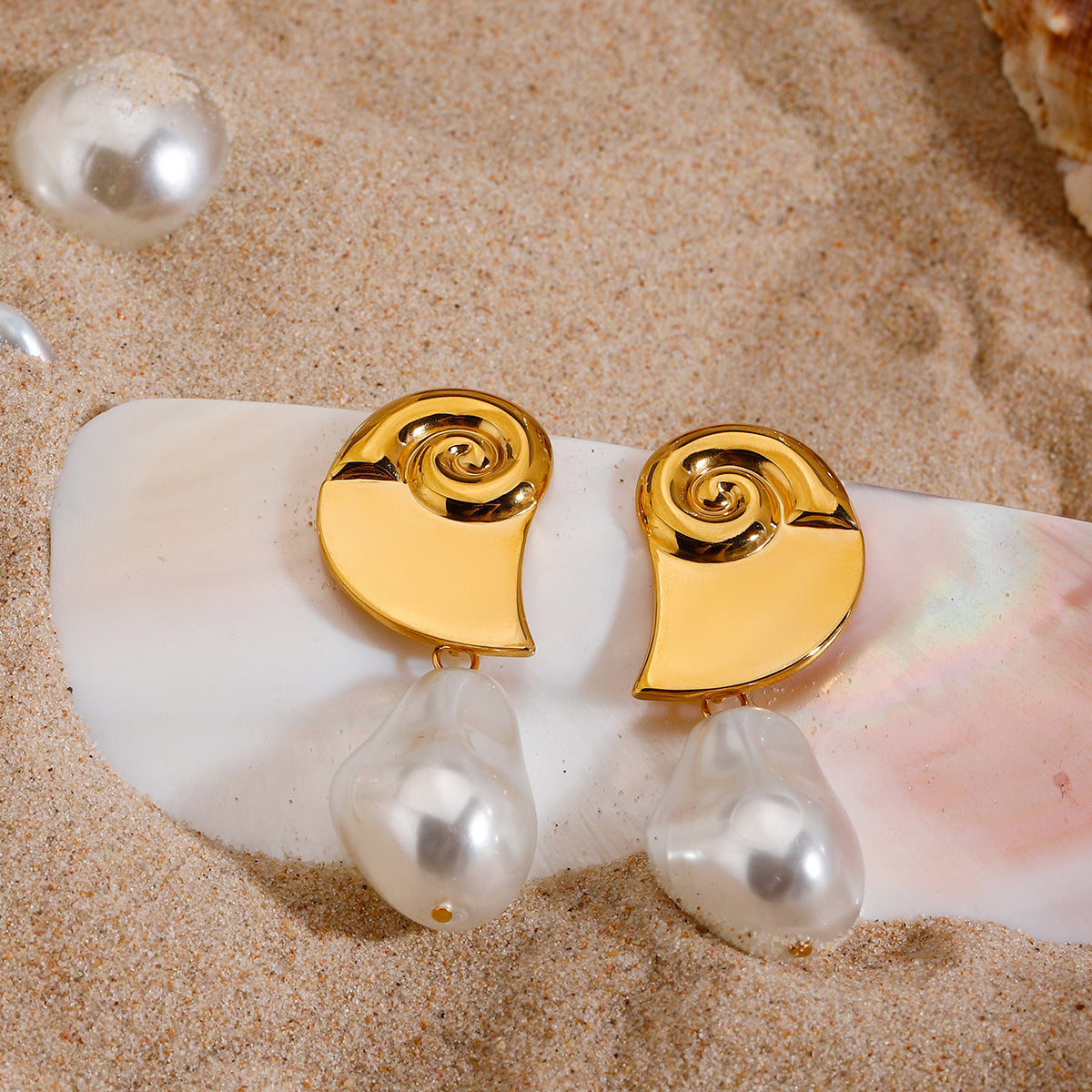 Ocean Dreams Pearls  Premium Earrings - 18K Gold Plated