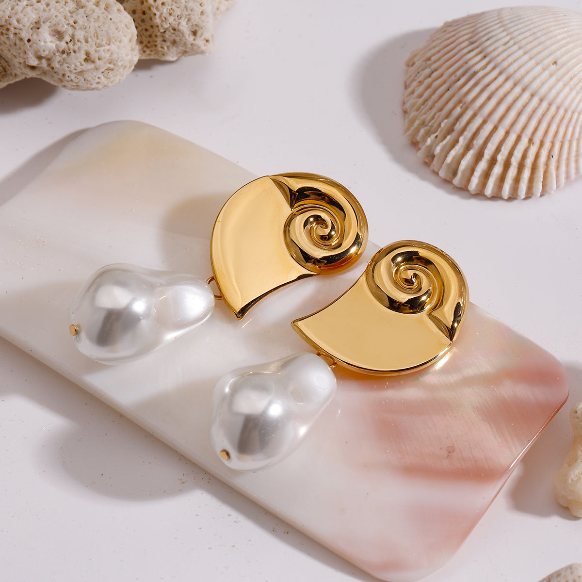 Ocean Dreams Pearls  Premium Earrings - 18K Gold Plated