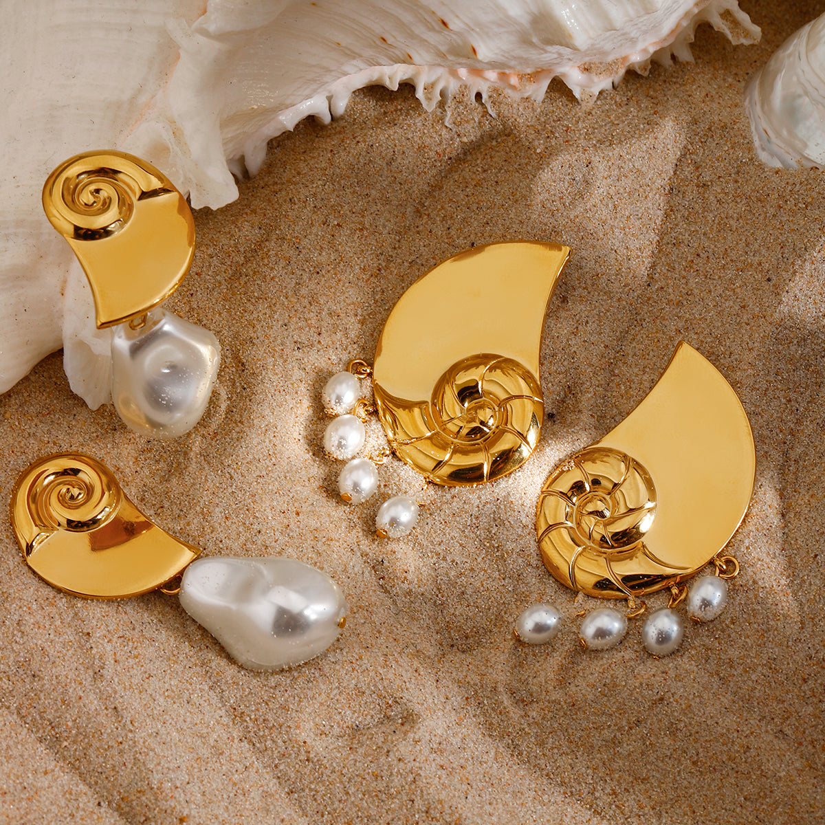Ocean Dreams Pearls  Premium Earrings - 18K Gold Plated