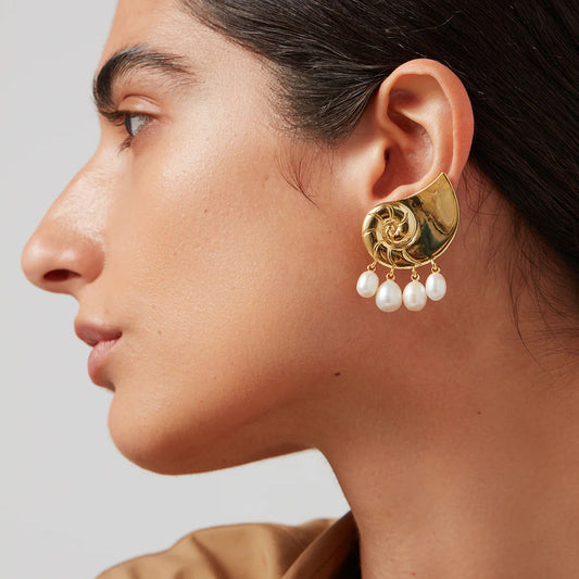 Ocean Dreams Pearls  Premium Earrings - 18K Gold Plated