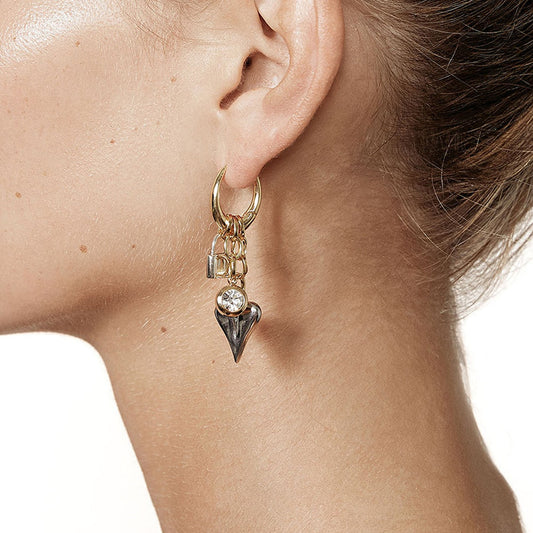 Miri Heart Charms Hoop Premium Earrings - 18K Gold Plated