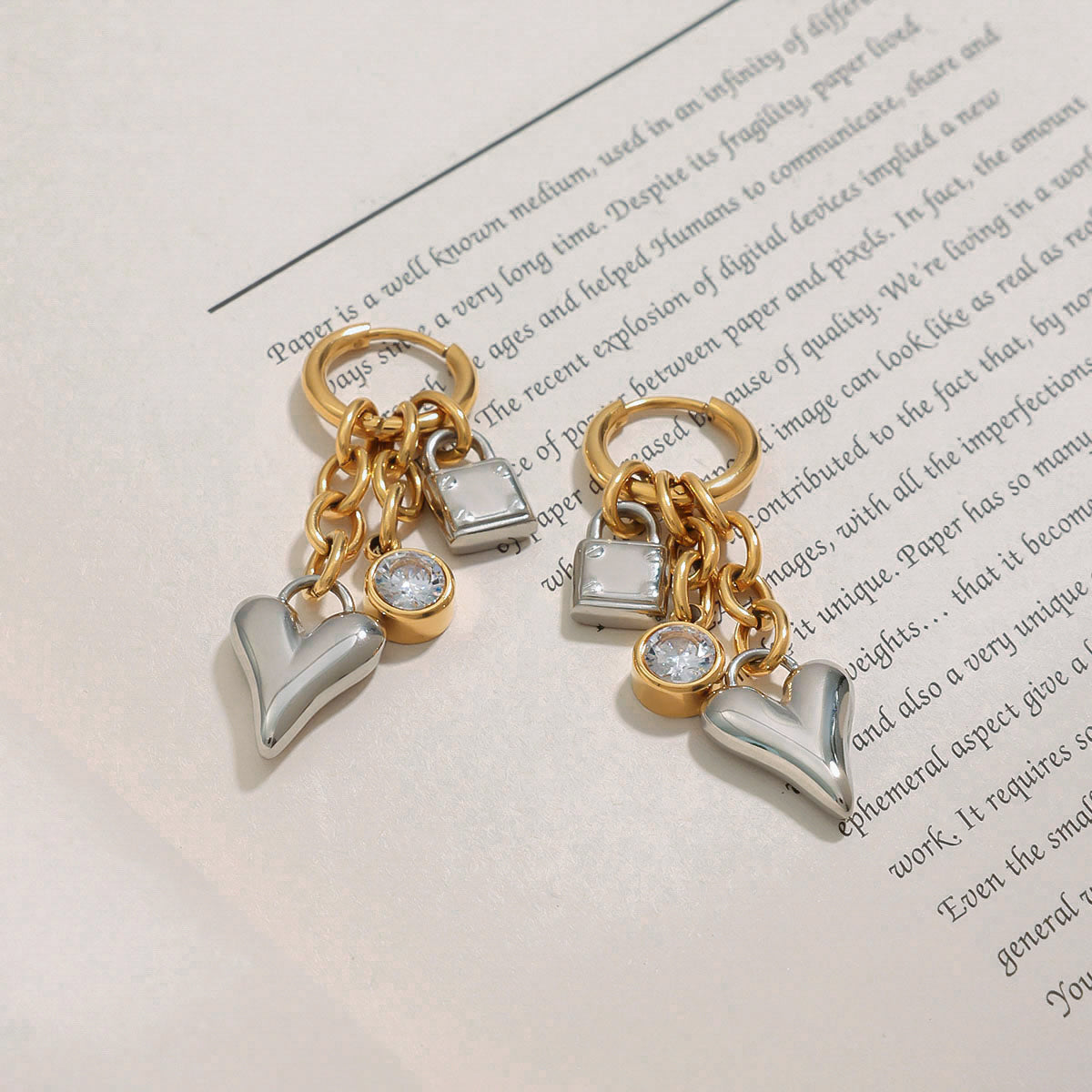 Miri Heart Charms Hoop Premium Earrings - 18K Gold Plated