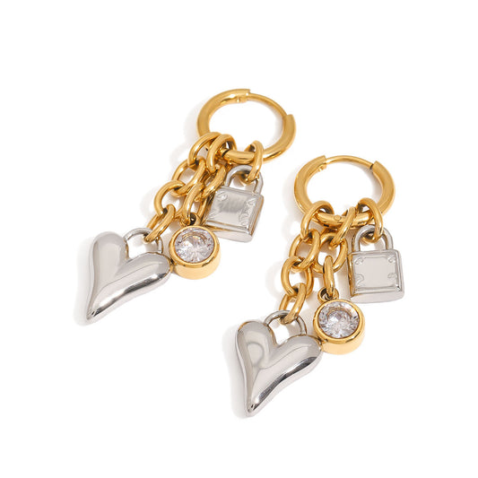 Miri Heart Charms Hoop Premium Earrings - 18K Gold Plated