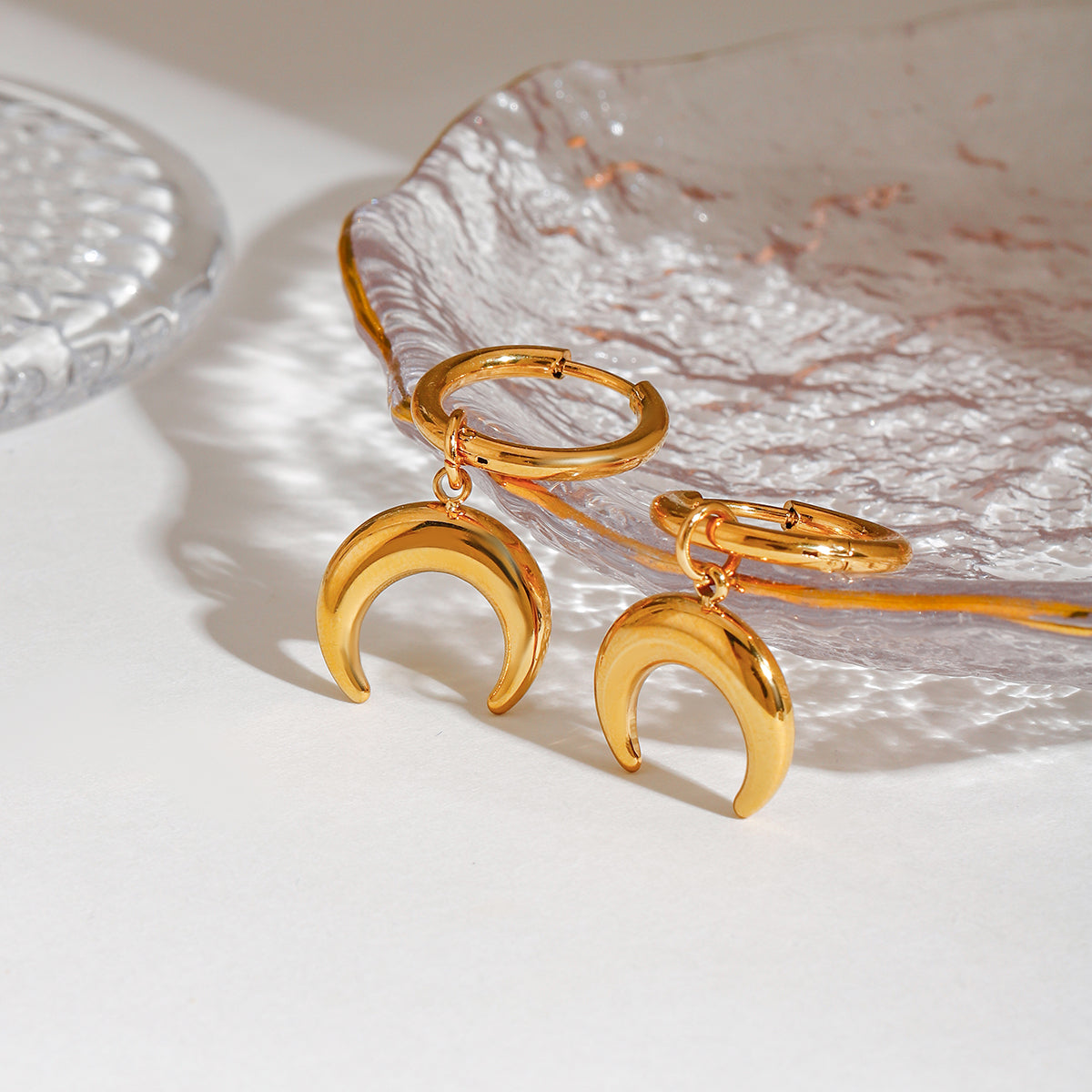Half Moon Hoop Premium Earrings - 18K Gold Plated
