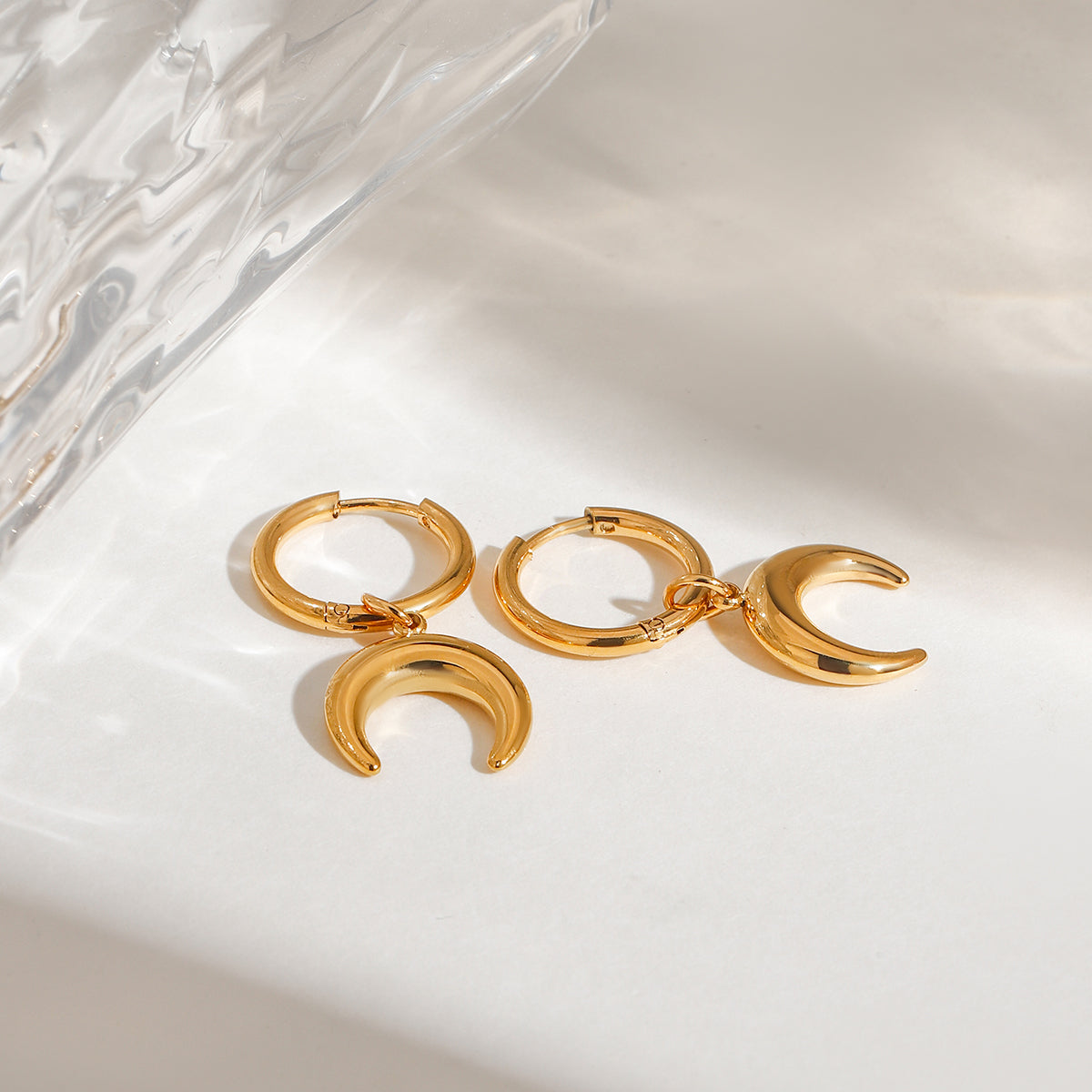 Half Moon Hoop Premium Earrings - 18K Gold Plated