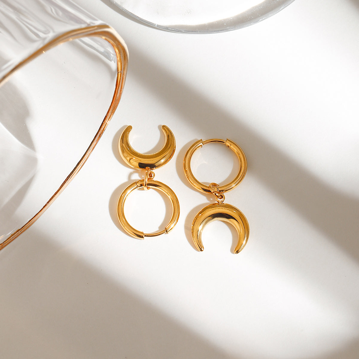 Half Moon Hoop Premium Earrings - 18K Gold Plated