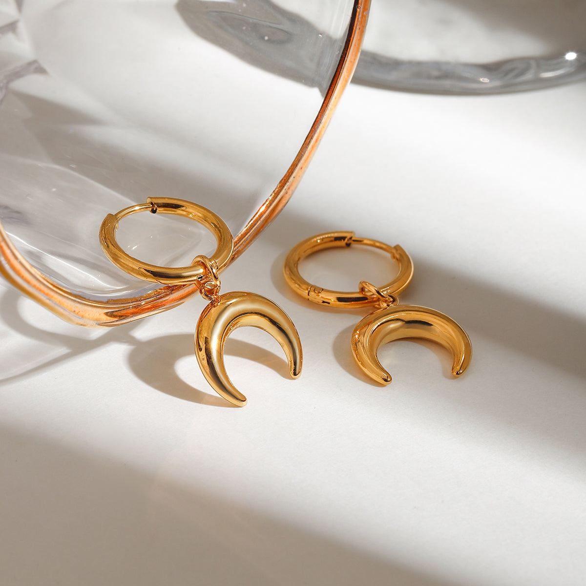Half Moon Hoop Premium Earrings - 18K Gold Plated