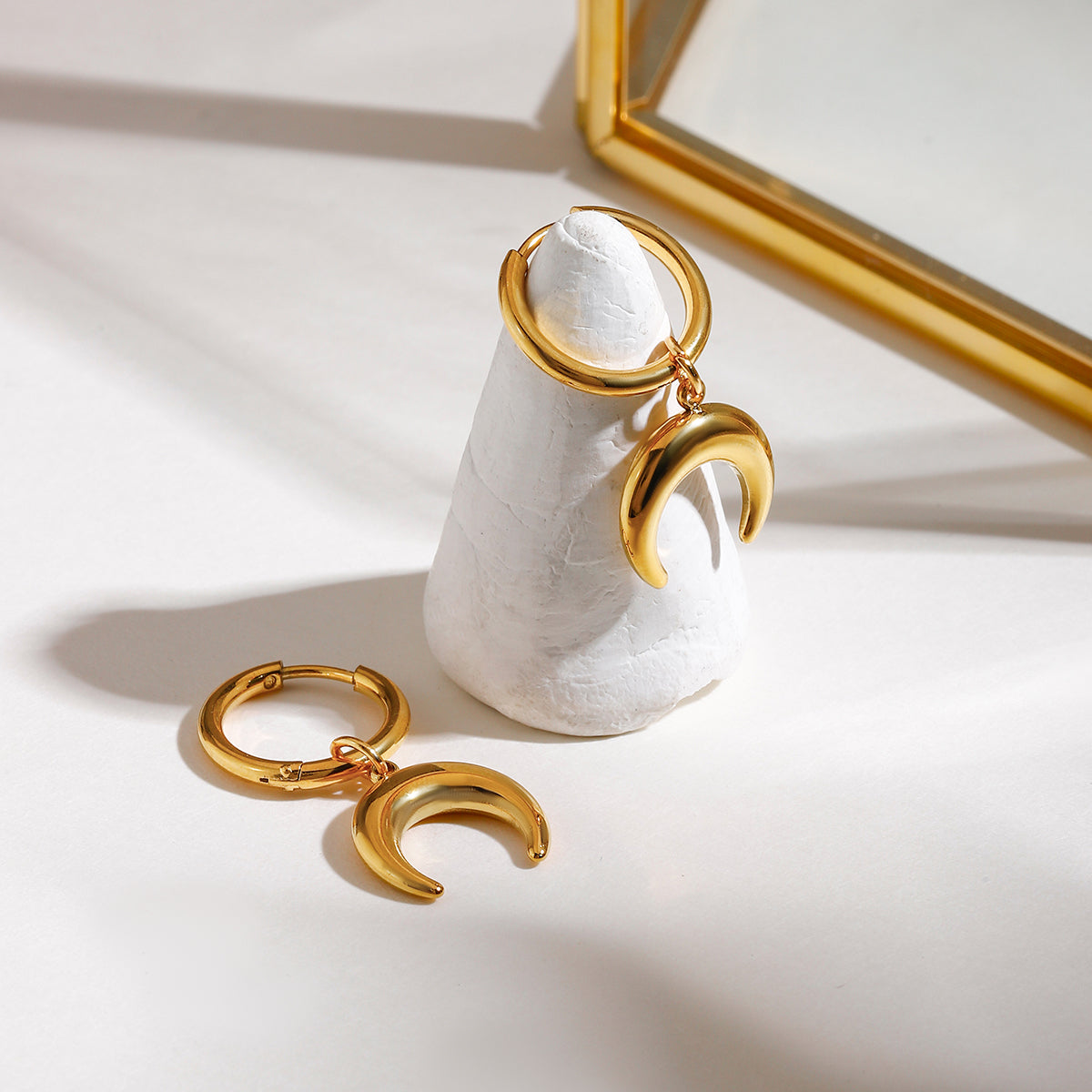 Half Moon Hoop Premium Earrings - 18K Gold Plated