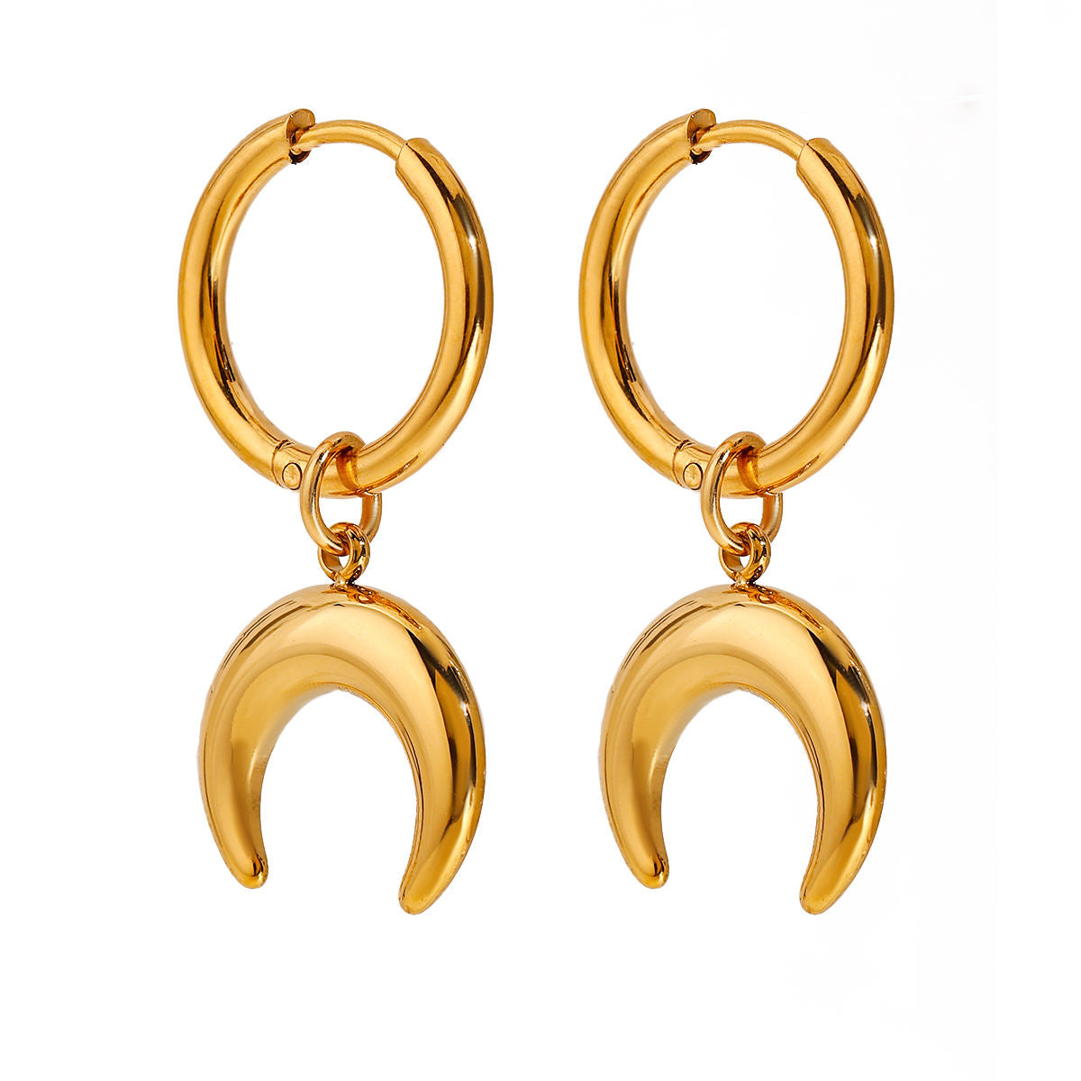 Half Moon Hoop Premium Earrings - 18K Gold Plated