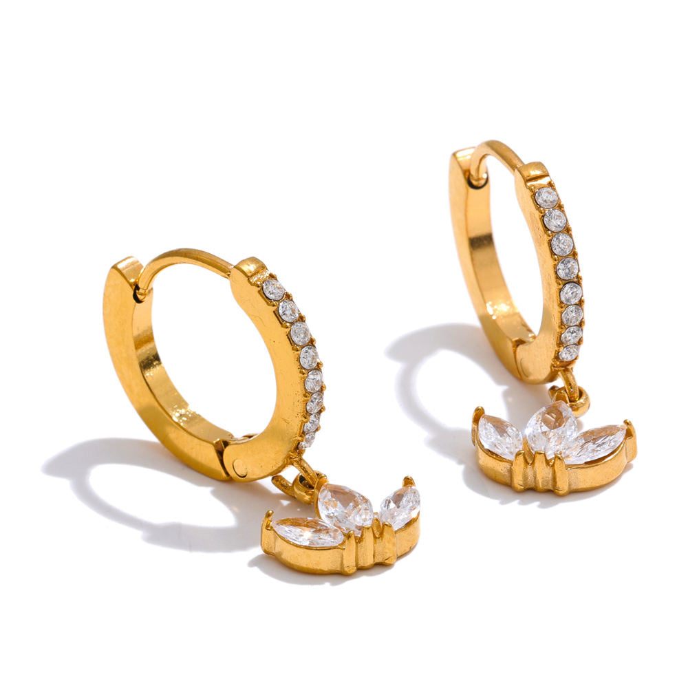 Lotus Huggie Premium Earrings - 18K Gold Plated