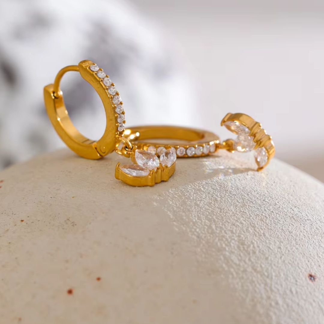 Lotus Huggie Premium Earrings - 18K Gold Plated