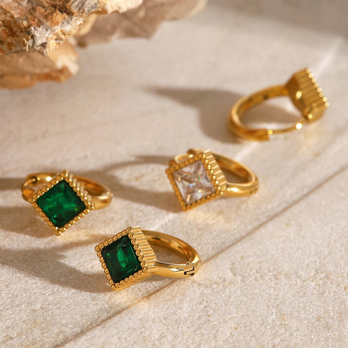 Hiya Diamond Hoop Premium Earrings - 18K Gold Plated