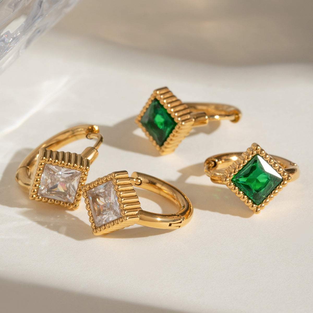 Hiya Diamond Hoop Premium Earrings - 18K Gold Plated