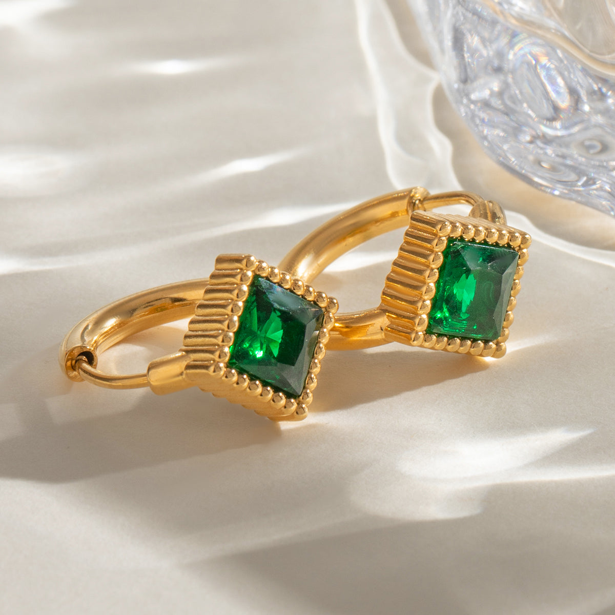Hiya Diamond Hoop Premium Earrings - 18K Gold Plated