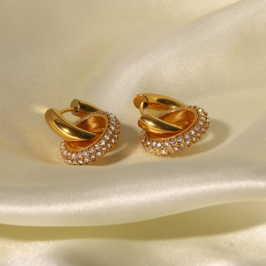 Kashi Sparkle Hoop Premium Earrings - 18K Gold Plated