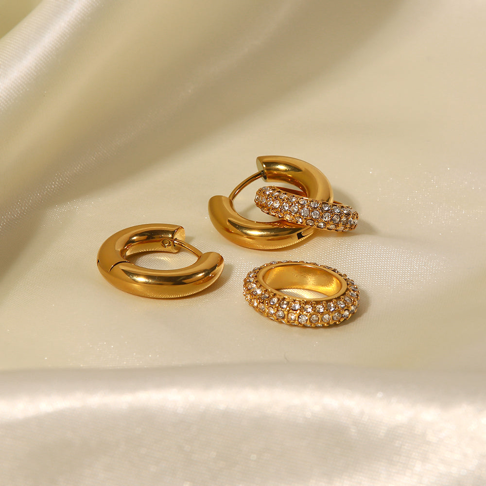 Kashi Sparkle Hoop Premium Earrings - 18K Gold Plated