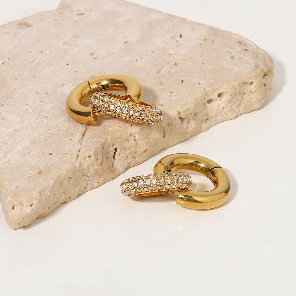 Kashi Sparkle Hoop Premium Earrings - 18K Gold Plated