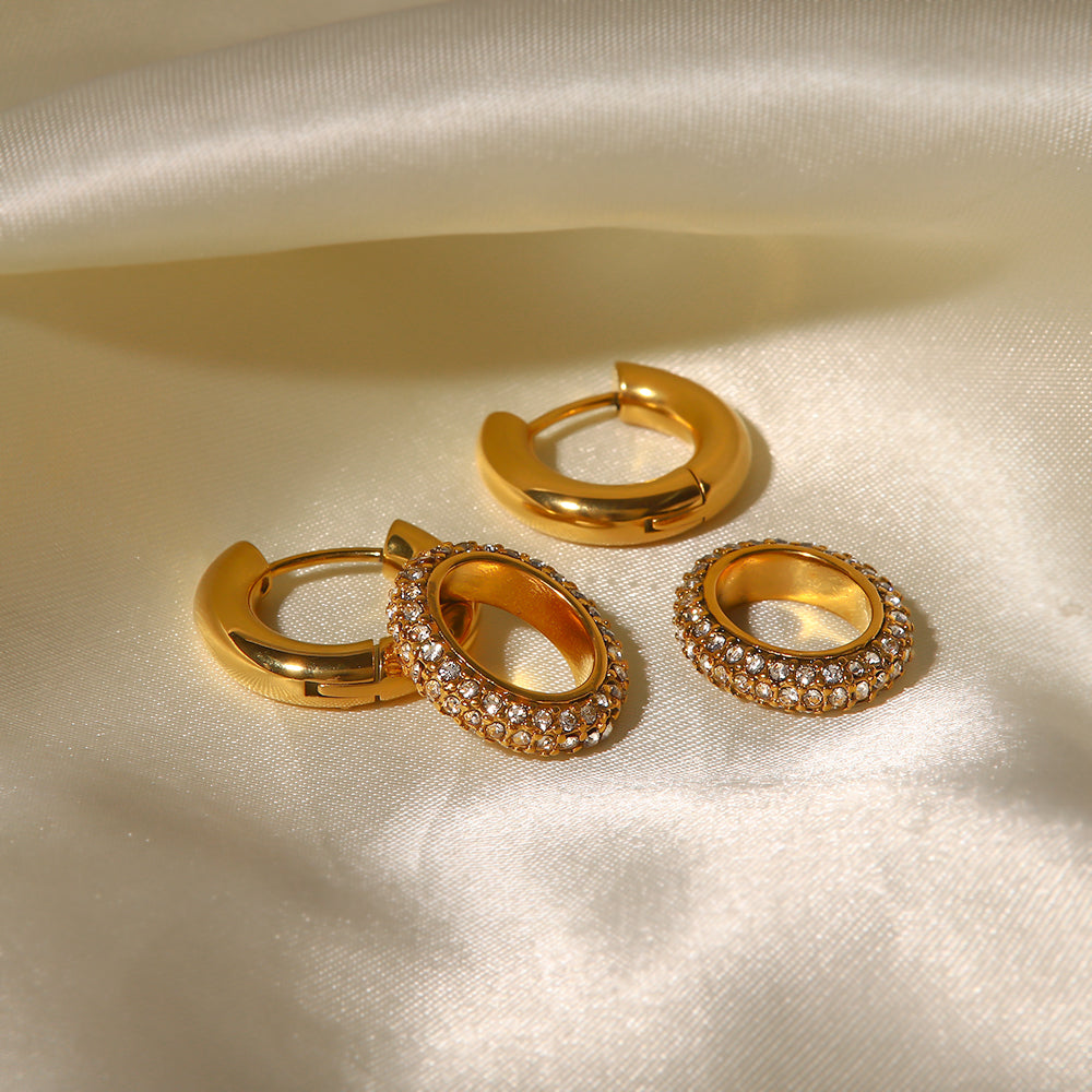 Kashi Sparkle Hoop Premium Earrings - 18K Gold Plated