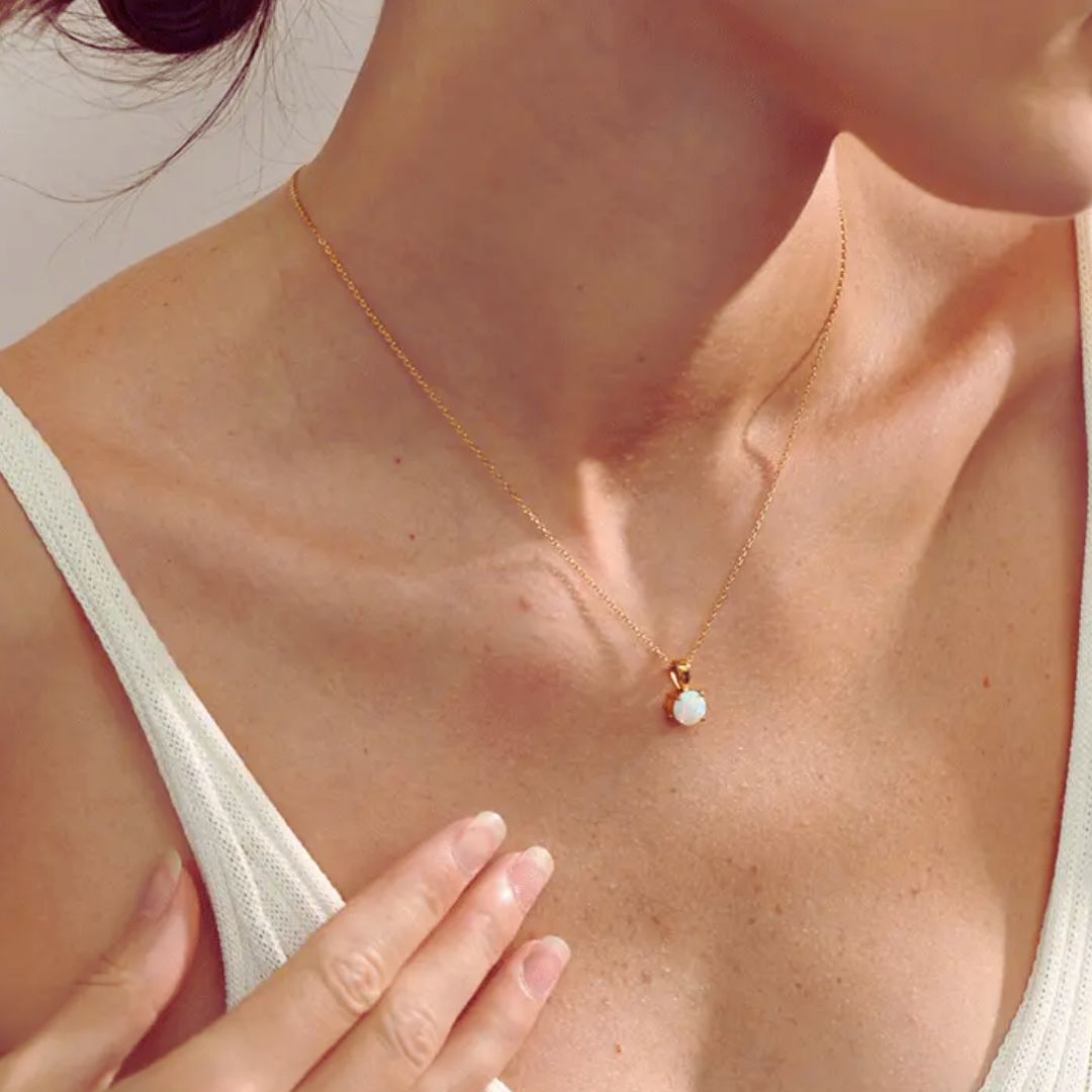 Eve Opal Premium Necklace - 18K Gold Plated