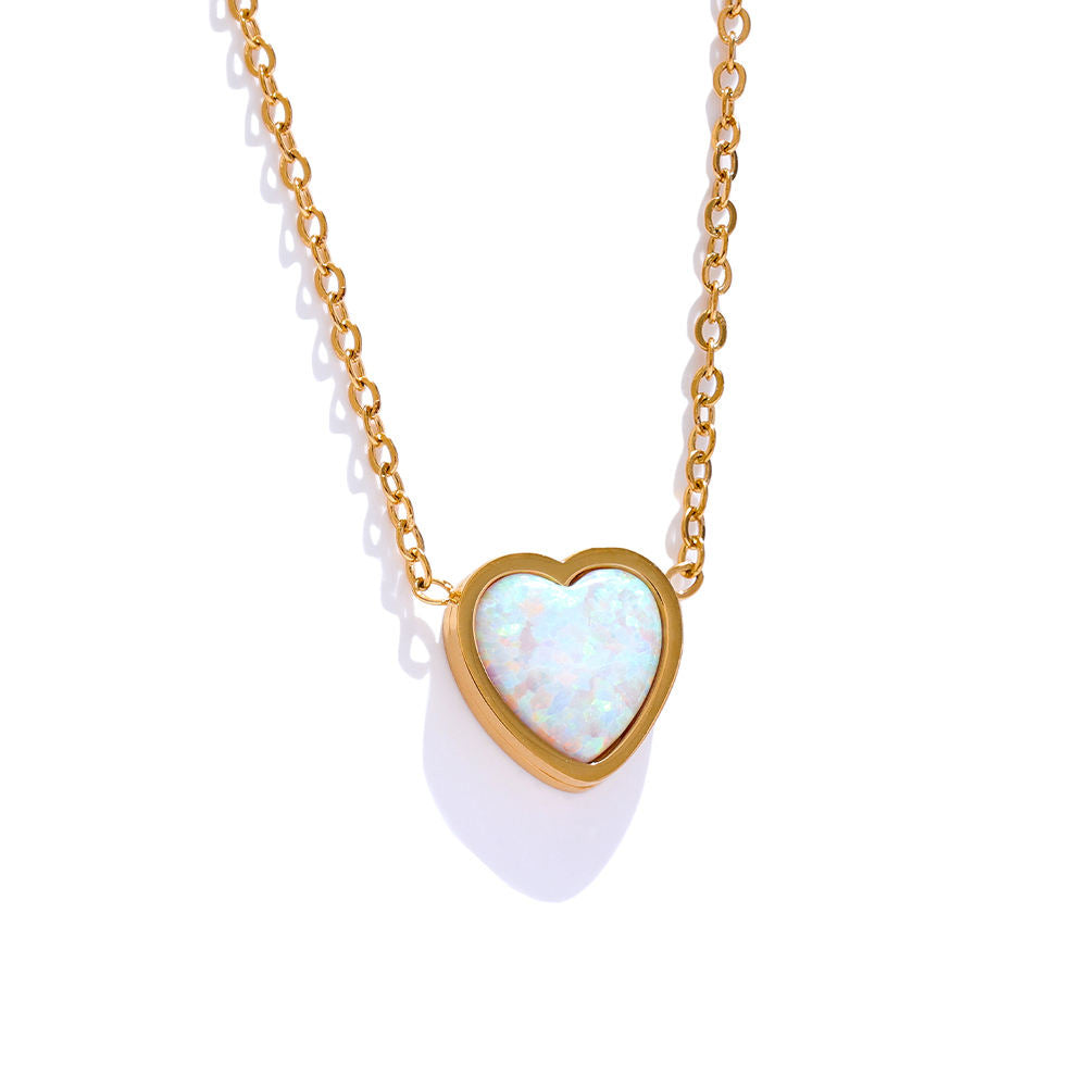 Heart Opal Premium Necklace - 18K Gold Plated