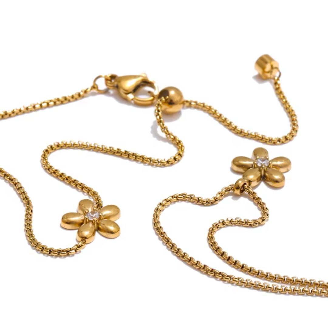 Flower Premium Necklace - 18K Gold Plated
