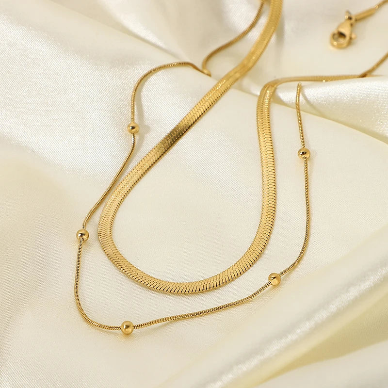 Serpenti Two Layered Premium Necklace - 18K Gold Plated