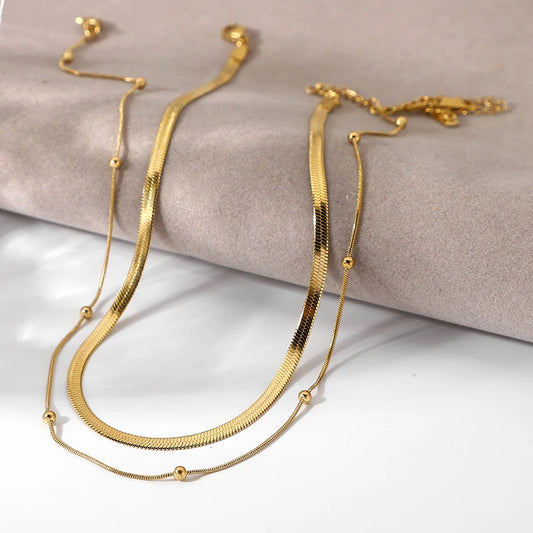 Serpenti Two Layered Premium Necklace - 18K Gold Plated