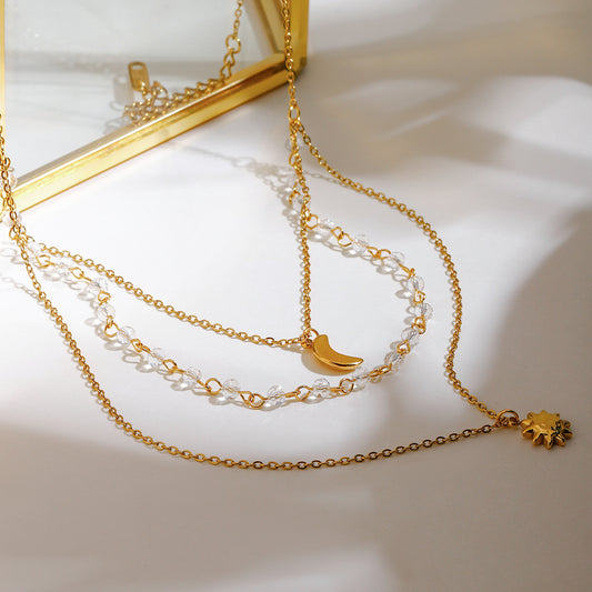 Juna Moon & Sun Layered Premium Necklace - 18K Gold Plated