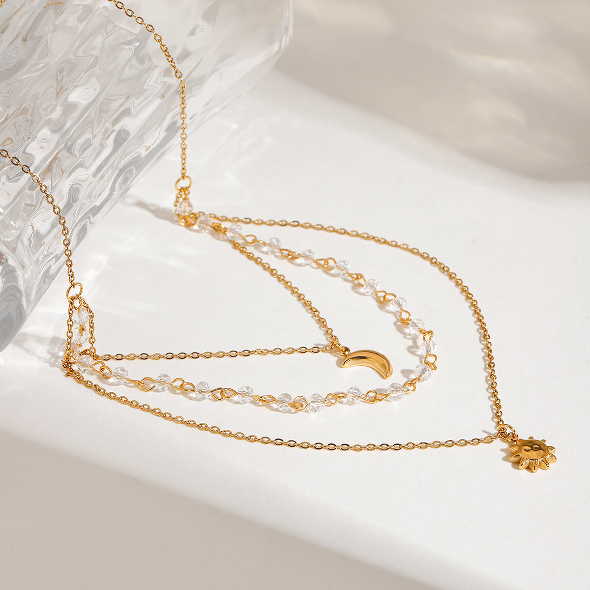 Juna Moon & Sun Layered Premium Necklace - 18K Gold Plated