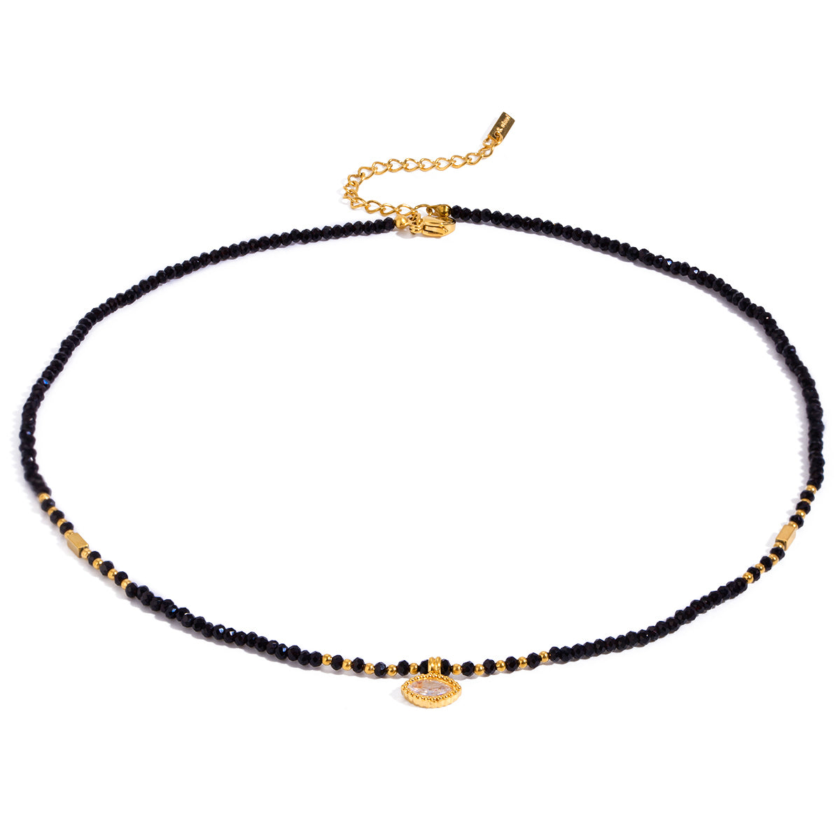 Evil Eye Black Bead Premium Necklace - 18K Gold Plated