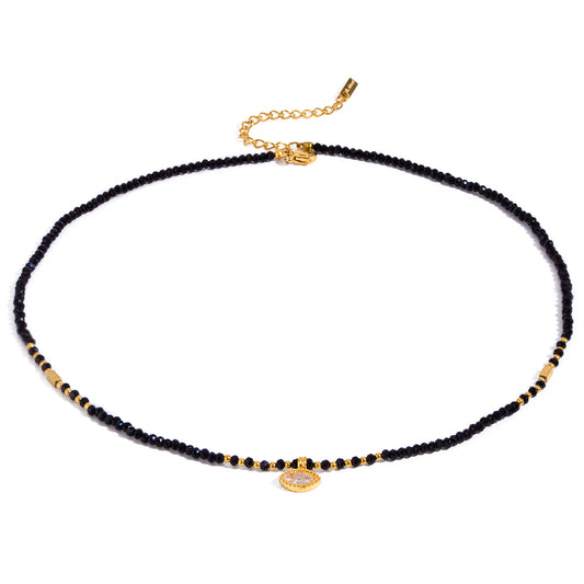 Evil Eye Black Bead Premium Necklace - 18K Gold Plated