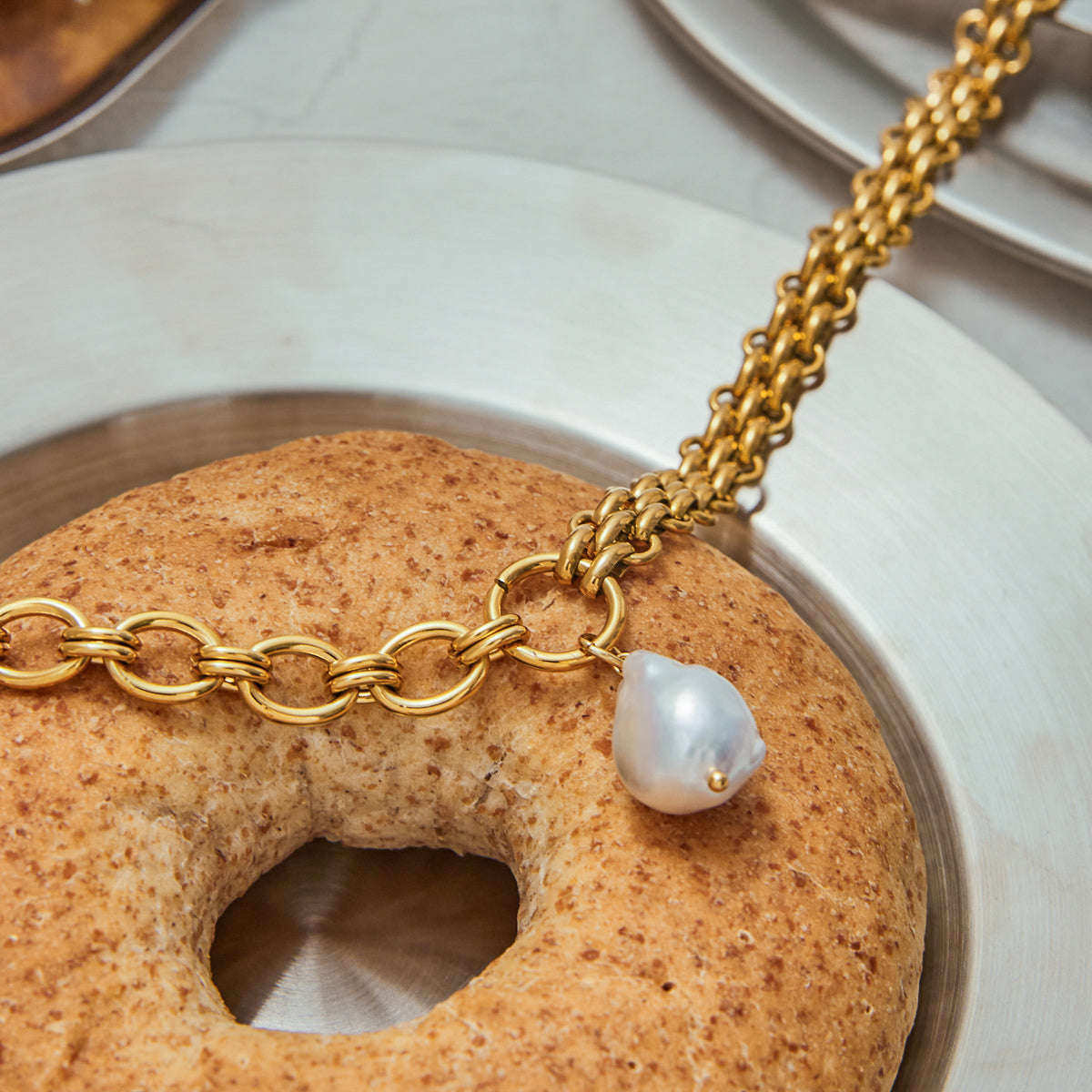 Clara Pearl Premium Necklace - 18K Gold Plated
