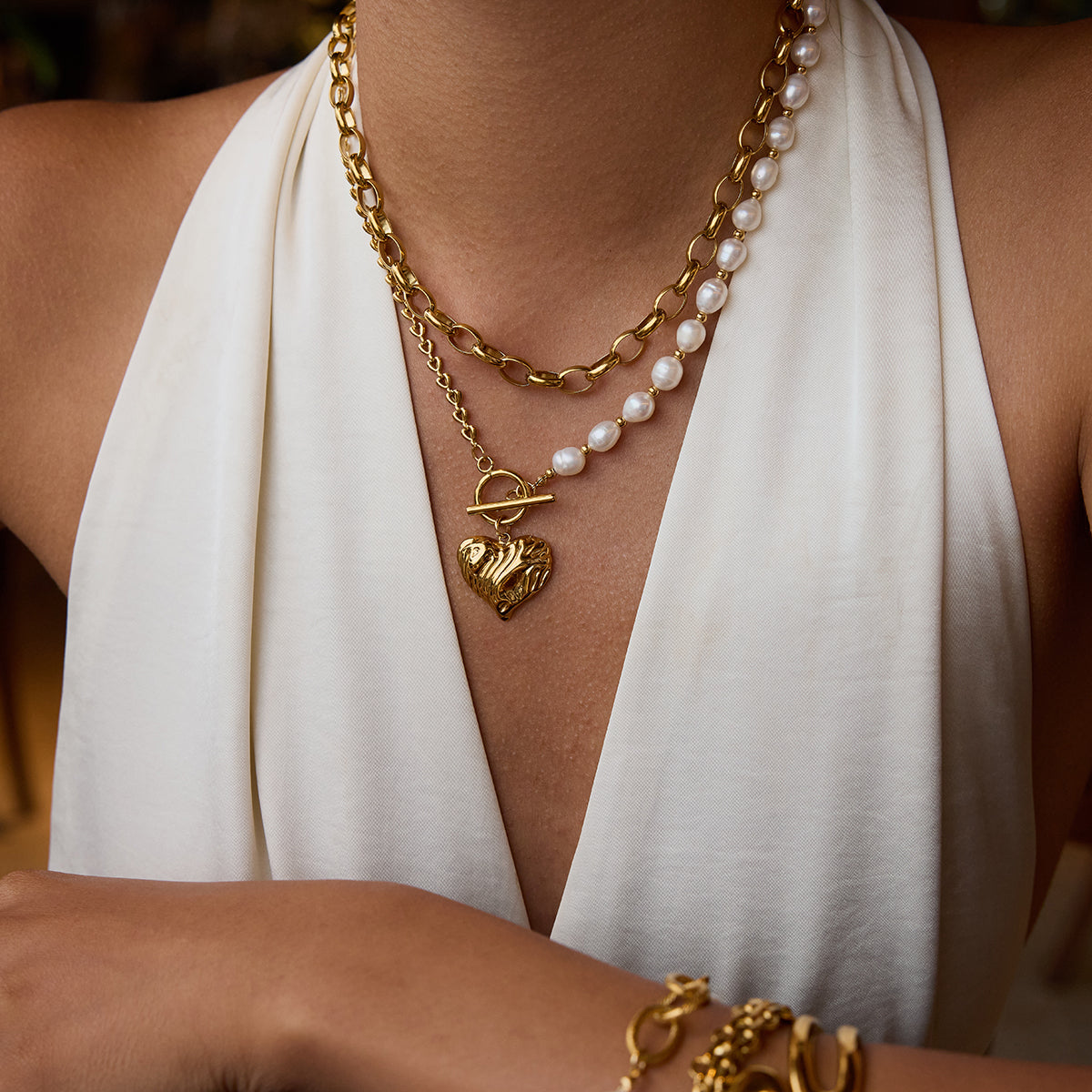 Heart Pearl Premium Necklace - 18K Gold Plated