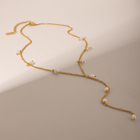 Pearl Tassle Premium Necklace - 18K Gold Plated