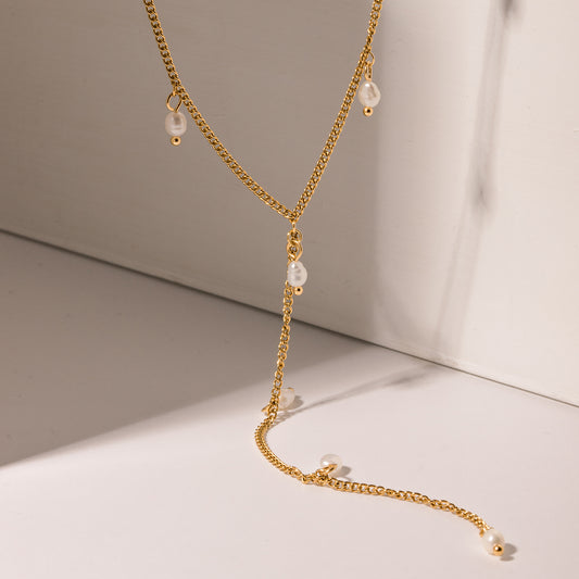 Pearl Tassle Premium Necklace - 18K Gold Plated