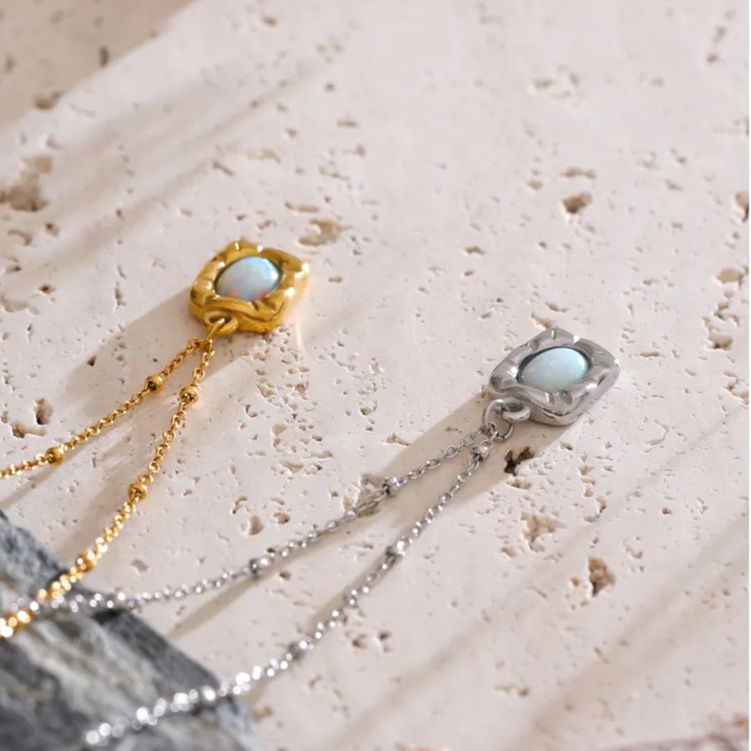 Raina Opal Premium Necklace - 18K Gold Plated